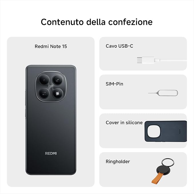 XIAOMI Redmi Note 15, Smartphone 8+256GB, Batteria da 6000 mAh, Resistenza all’acqua, Fotocamera super nitida da 108 MP, Display FHD+ da 6,77", Blu Ghiacciaio, Garanzia 2 anni, Caricatore non incluso - immagine 3